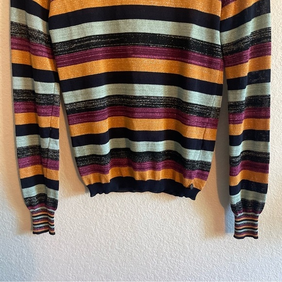 Scotch & Soda Multicolor Stripe Sheer Metallic Long Sleeve Sweater Womens XS - Picture 4 of 10